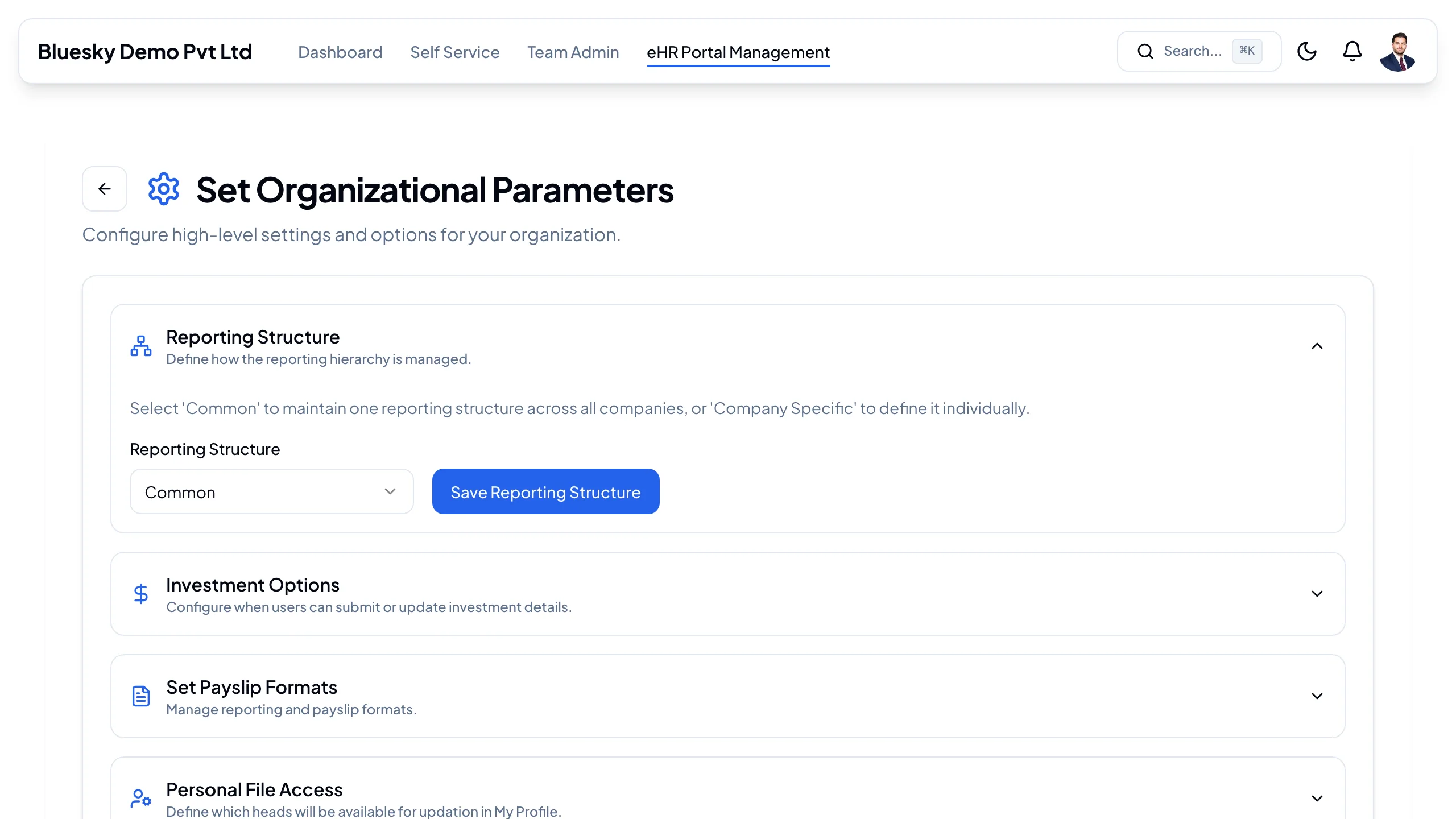 Set Organizational Parameters