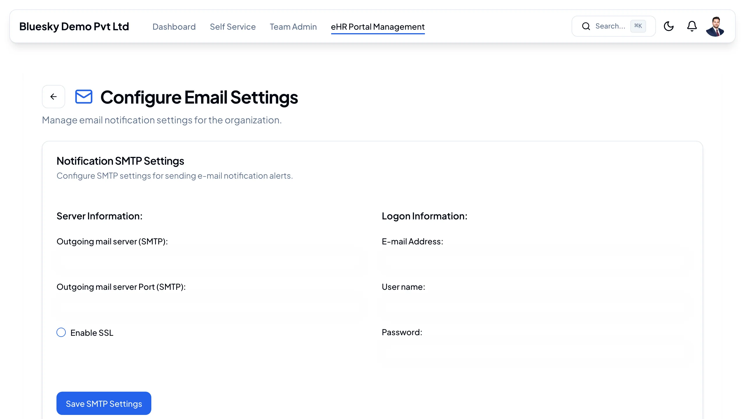 Notification SMTP Settings