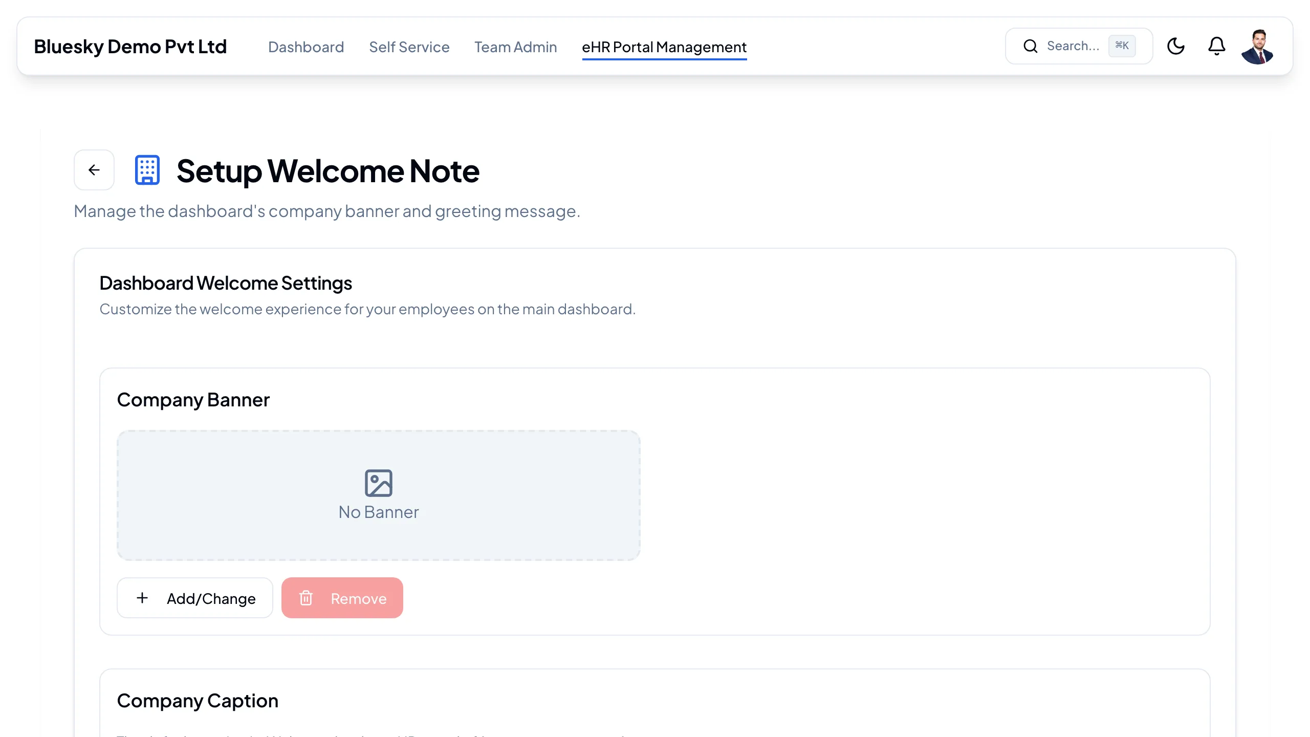 Setup Welcome Note