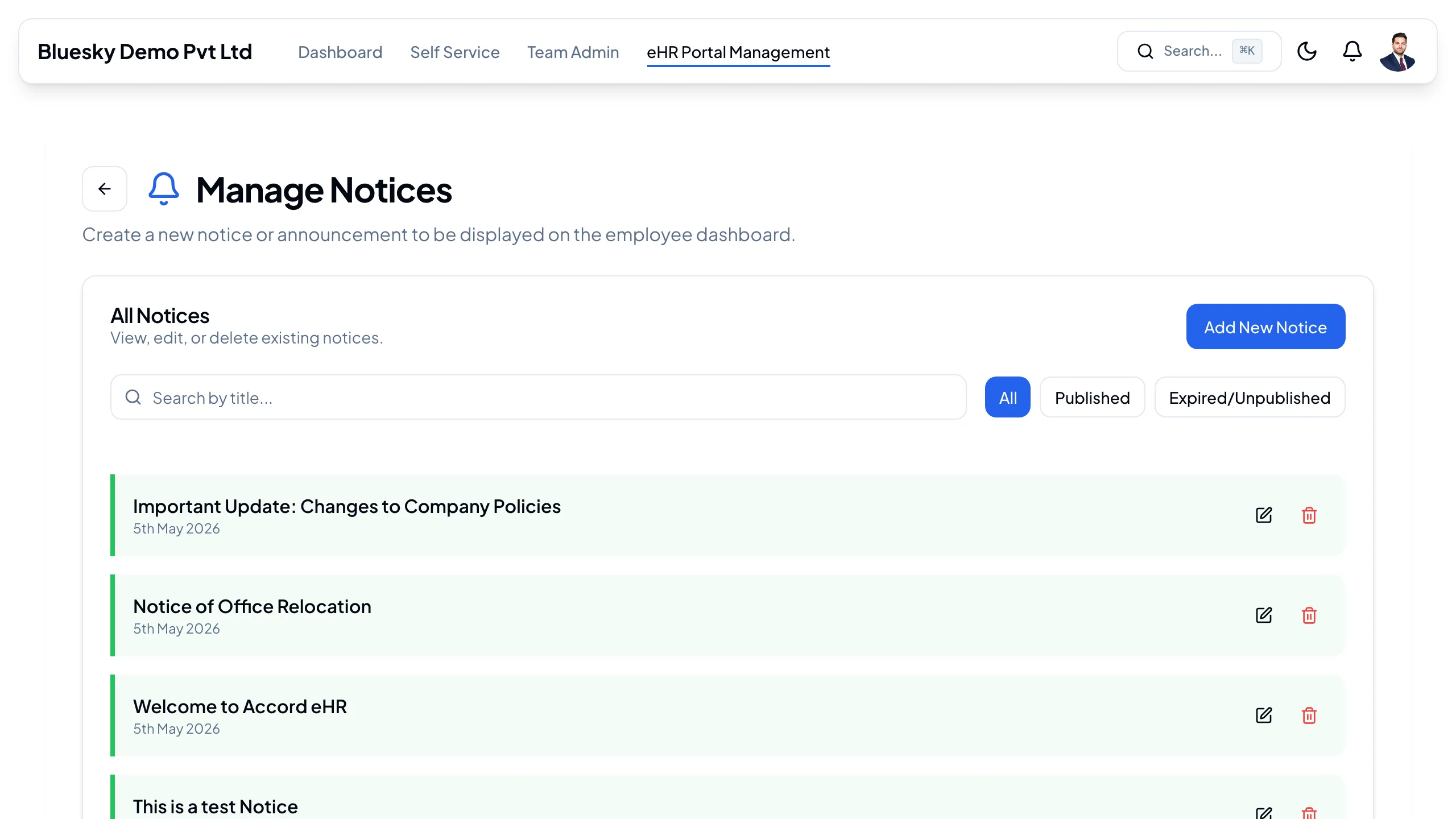 Manage Notices