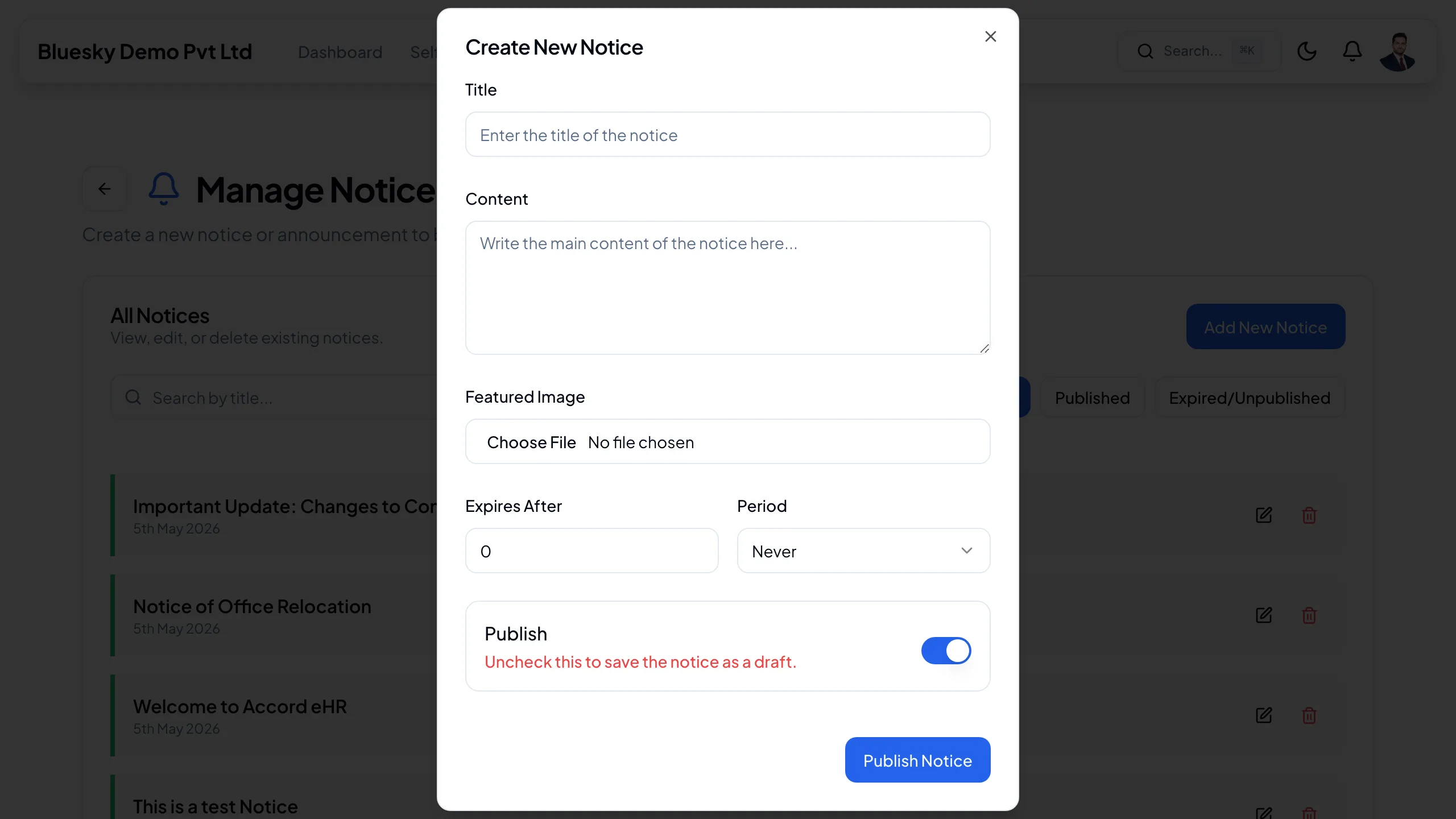 Writing a notice