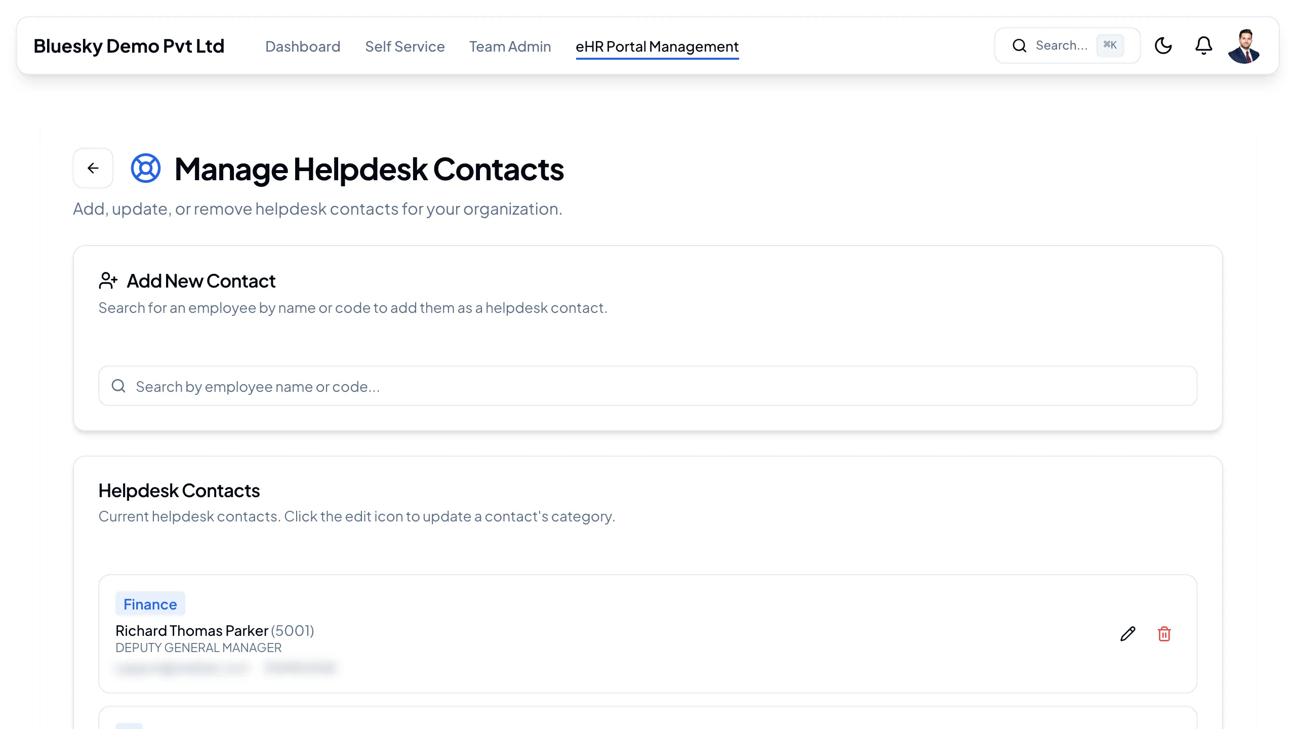 Manage Helpdesk Contacts