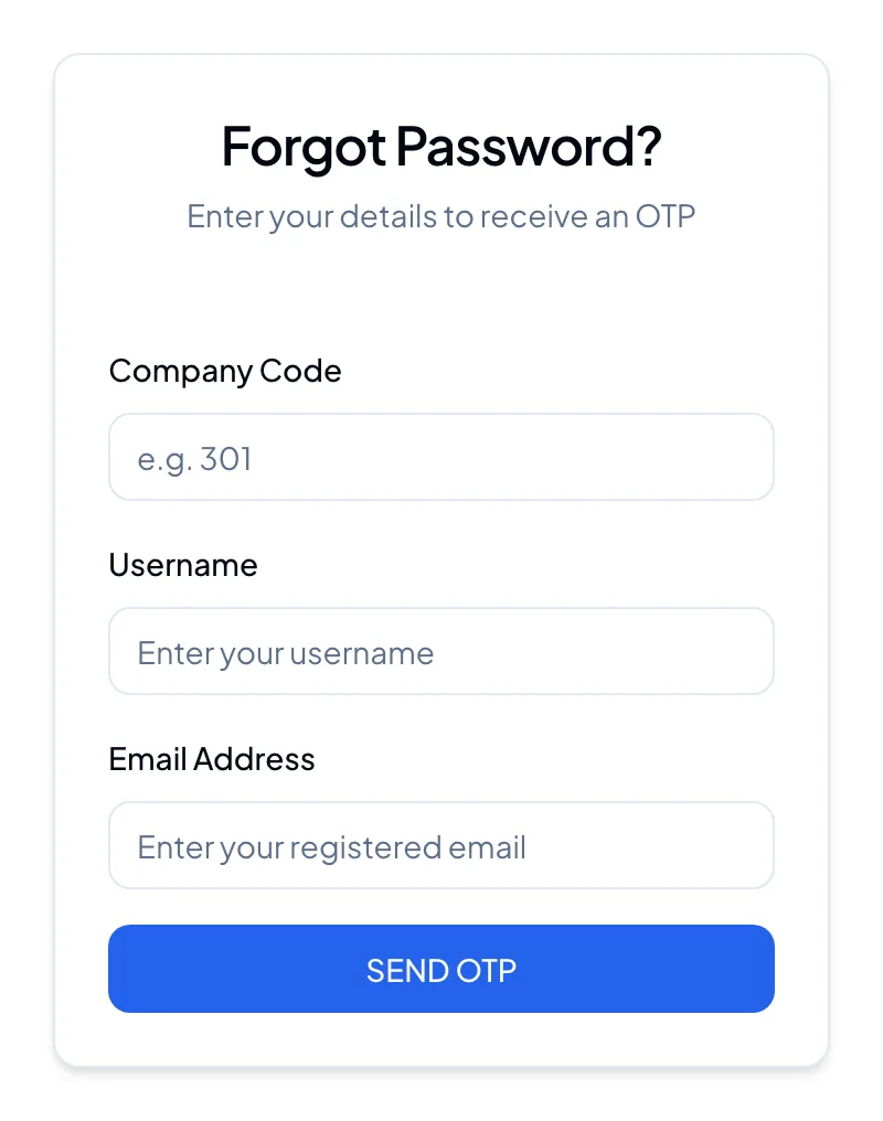 The Forgot Password screen