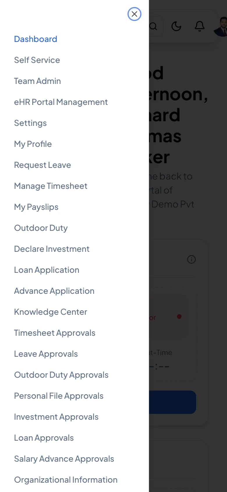 Tap ☰ to open the Main Menu