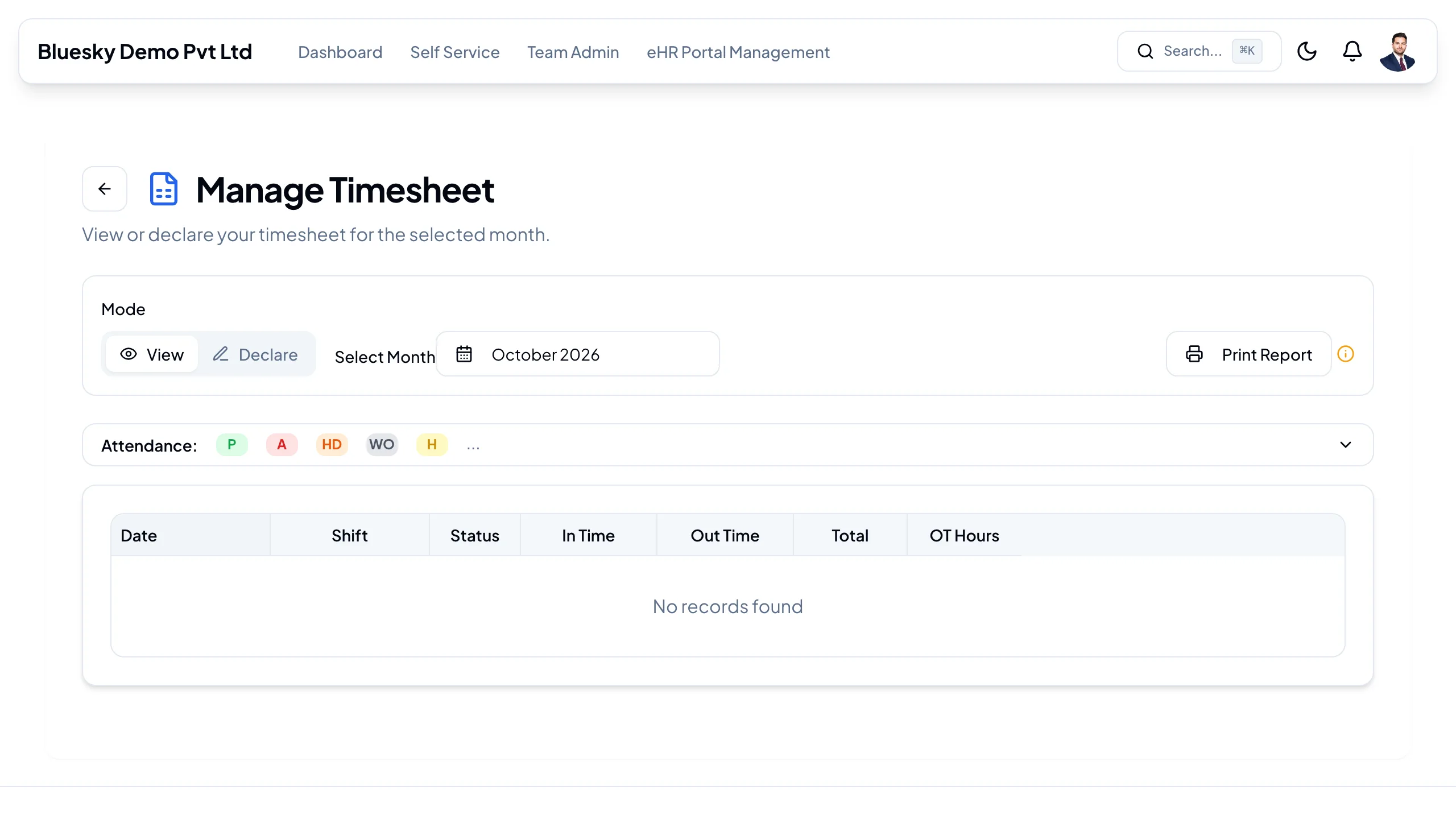 Manage Timesheet in View mode