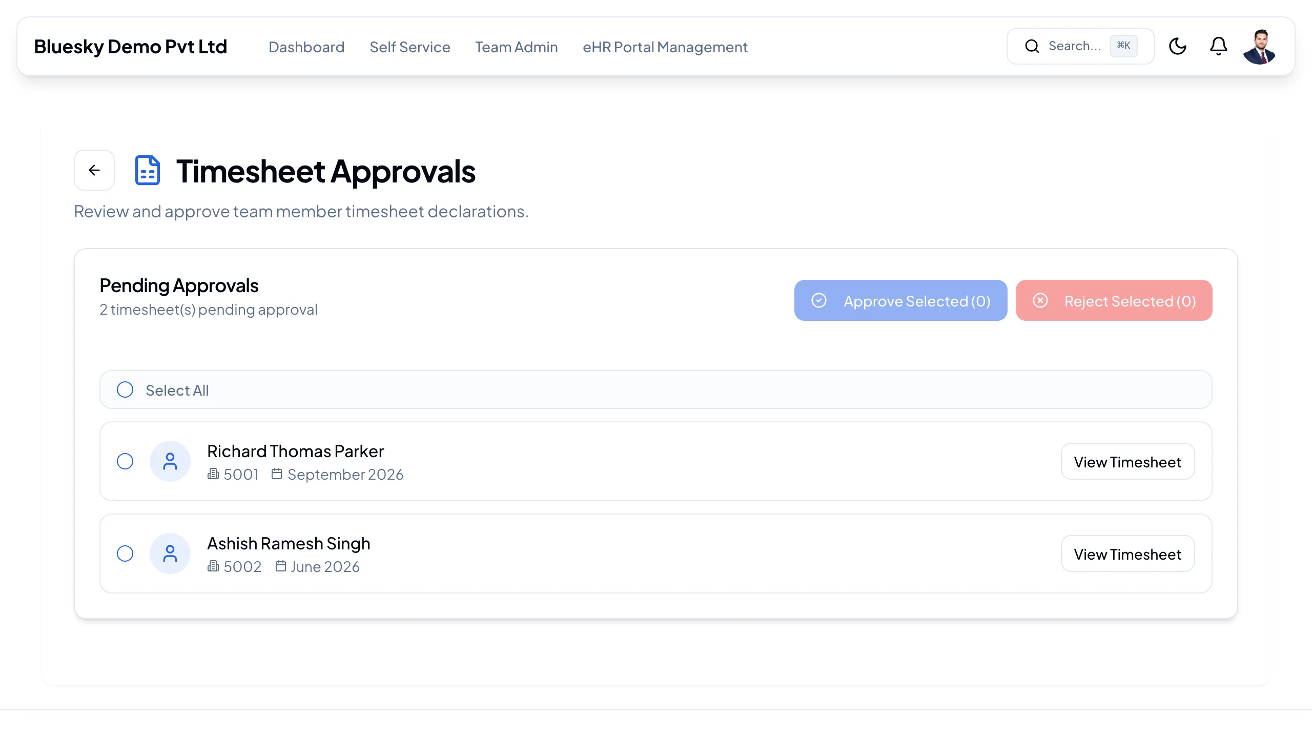 Timesheet Approvals