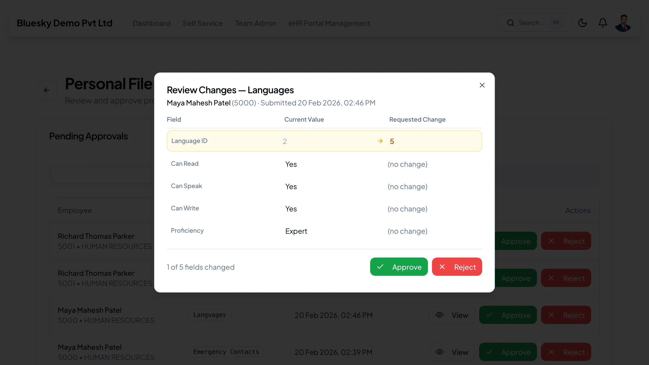 Reviewing a requested change