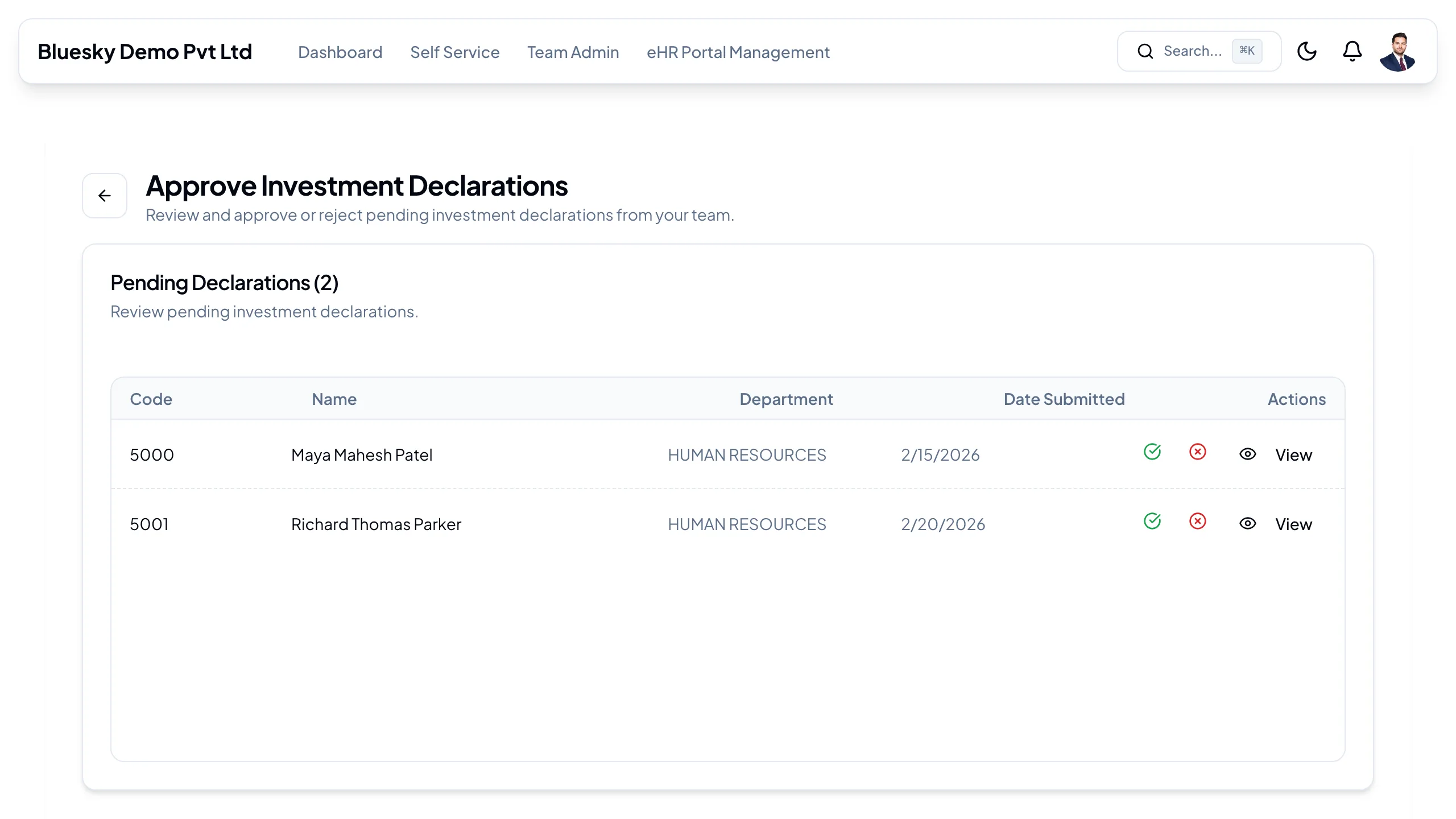 Approve Investment Declarations